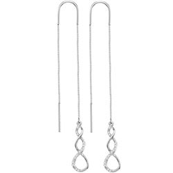 10kt White Gold Womens Round Diamond Twist Dangle Threa