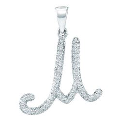 10KT White Gold 0.17CTW-DIAMOND INITIAL-"M" PENDANT