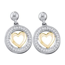 10KT White Gold 0.18CTW DIAMOND HEART EARRINGS