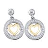 Image 1 : 10KT White Gold 0.18CTW DIAMOND HEART EARRINGS