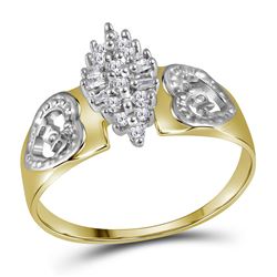 Yellow-tone Sterling Silver Womens Round Diamond Heart