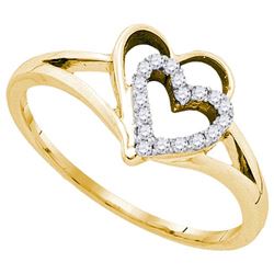 10K Yellow-gold 0.11CT DIAMOND HEART RING