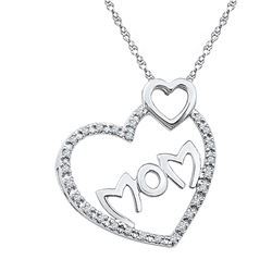 Sterling Silver Womens Round Diamond Mom Mother Double