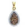 Image 1 : 10KT Yellow Gold 0.81CT COGNAC DIAMOND MICRO-PAVE PENDA