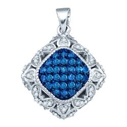 10KT White Gold 0.50CTW BLUE DIAMOND FASHION PENDANT