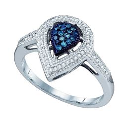 10KT White Gold 0.25CTW BLUE DIAMOND HEART RING