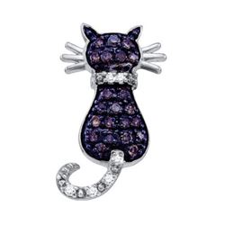 10KT White Gold 0.33CTW COGNAC DIAMOND CAT PENDANT