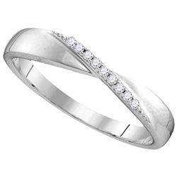 Sterling Silver Womens Round Diamond Crossover Single R