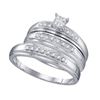 Image 1 : 10KT White Gold 0.20CTW DIAMOND CLUSTER TRIO SET