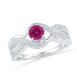 Sterling Silver Womens Round Lab-Created Pink Sapphire