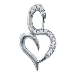 10KT White Gold 0.05CTW-DIAMOND HEART PENDANT