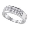 Image 1 : 925 Sterling Silver White 0.20CT DIAMOND MICRO-PAVE MEN