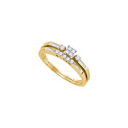 10k Yellow Gold Womens Princess Diamond Slender Wedding