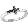 Image 1 : Sterling Silver Womens Round Black Colored Diamond Chri