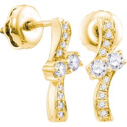 14kt Yellow Gold Womens Round Natural Diamond 2-stone S