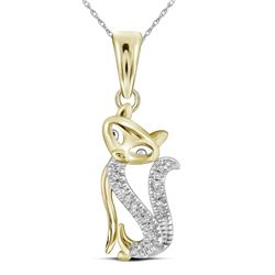 10kt Yellow Gold Womens Round Natural Diamond Kitty Cat
