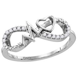 Sterling Silver Womens Round Natural Diamond Infinity H