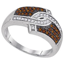 10KT White Gold 0.33CTW COGNAC DIAMOND FASHION RING