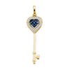 Image 1 : 14KT Yellow Gold 0.10CT BLUE DIAMOND KEY PENDANT