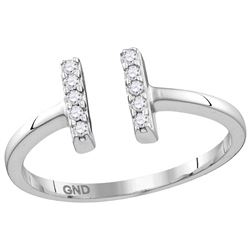 Sterling Silver Womens Round Natural Diamond Open Paral