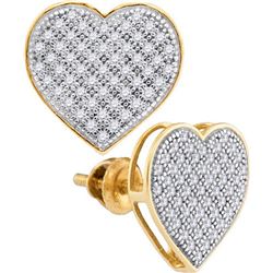 10KT Yellow Gold 0.33CTW DIAMOND HEART EARRINGS