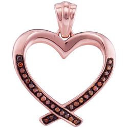 10KT Rose Gold 0.10CTW RED DIAMOND HEART PENDANT