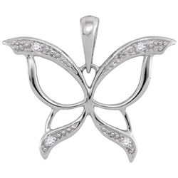 10KT White Gold 0.03CTW DIAMOND BUTTERFLY PENDANT