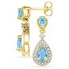 Image 1 : 10k Yellow Gold Womens Teardrop Diamond Lab Blue Topaz