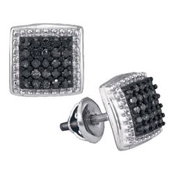 10KT White Gold 0.50CTW BLACK DIAMOND MICRO-PAVE EARRIN