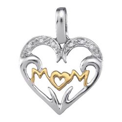 925 Sterling Silver White 0.03CTW DIAMOND MOM PENDANT