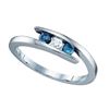 Image 1 : 10KT White Gold 0.25CTW BLUE DIAMOND FASHION BAND