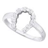 Image 1 : 14KT White Gold 0.05CT DIAMOND HORSE SHOE RING