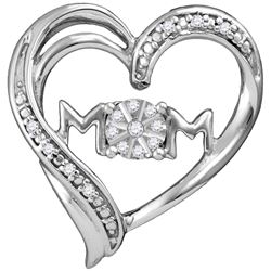Sterling Silver Womens Round Diamond Mom Mother Heart P