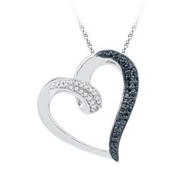 10KT White Gold 0.16CTW BLACK DIAMOND FASHION PENDANT