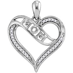 Sterling Silver Womens Round Diamond Mom Mother Heart P