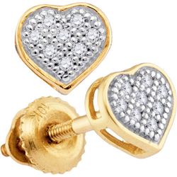 10KT Yellow Gold 0.05CTW DIAMOND HEART EARRINGS