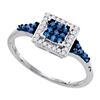 Image 1 : 925 Sterling Silver White 0.30CTW-BLUE DIAMOND RING