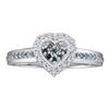 Image 1 : 14KT White Gold 0.25CTW BLUE DIAMOND HEART RING