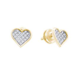 925 Sterling Silver Yellow 0.10CTW DIAMOND HEART EARRIN