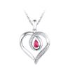 Image 1 : Sterling Silver Womens Pear Lab-Created Ruby Heart Love