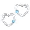 Image 1 : Sterling Silver Womens Round Lab-Created Blue Topaz Hea