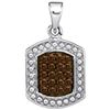 Image 1 : 10KT White Gold 0.20CTW COGNAC DIAMOND MICRO-PAVE PENDA