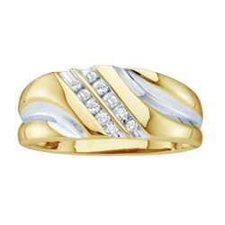 14KT Yellow Gold 0.12CTW ROUND DIAMOND MENS FASHION BAN