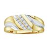 Image 1 : 14KT Yellow Gold 0.12CTW ROUND DIAMOND MENS FASHION BAN