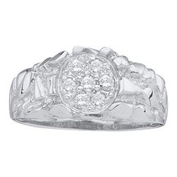 10KT White Gold 0.25CTW DIAMOND MEN'S CLUSTER RING