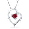 Image 1 : Sterling Silver Womens Heart Lab-Created Ruby Solitaire