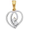 Image 1 : 10kt Yellow Gold Womens Round Diamond 2-Stone Hearts To
