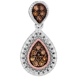 925 Sterling Silver White 0.15CTW COGNAC DIAMOND FASHIO