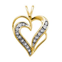 925 Sterling Silver Yellow 0.05CTW DIAMOND HEART LADIES