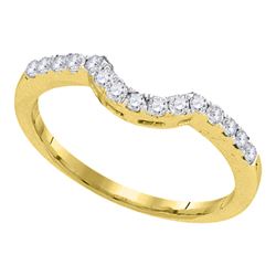 14kt Yellow Gold Womens Round Diamond Curved Wedding Ba